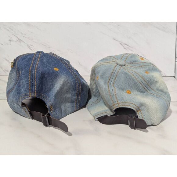 Unbranded Women's Multi-Color Vintage Distressed Bedazzled Denim Ball Caps Adjus - Picture 4 of 5